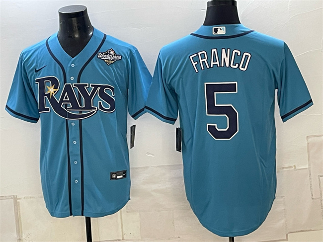 Men's Blue Tampa Bay Rays #5 Wander Franco 2026 World Series Cool Base Stitched Baseball Jersey